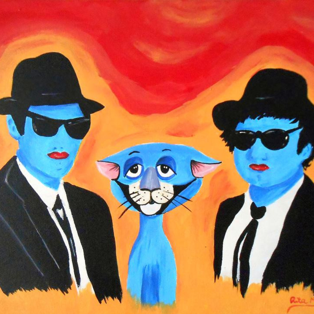 Blues Brothers Painting with Friend, 8x10inch